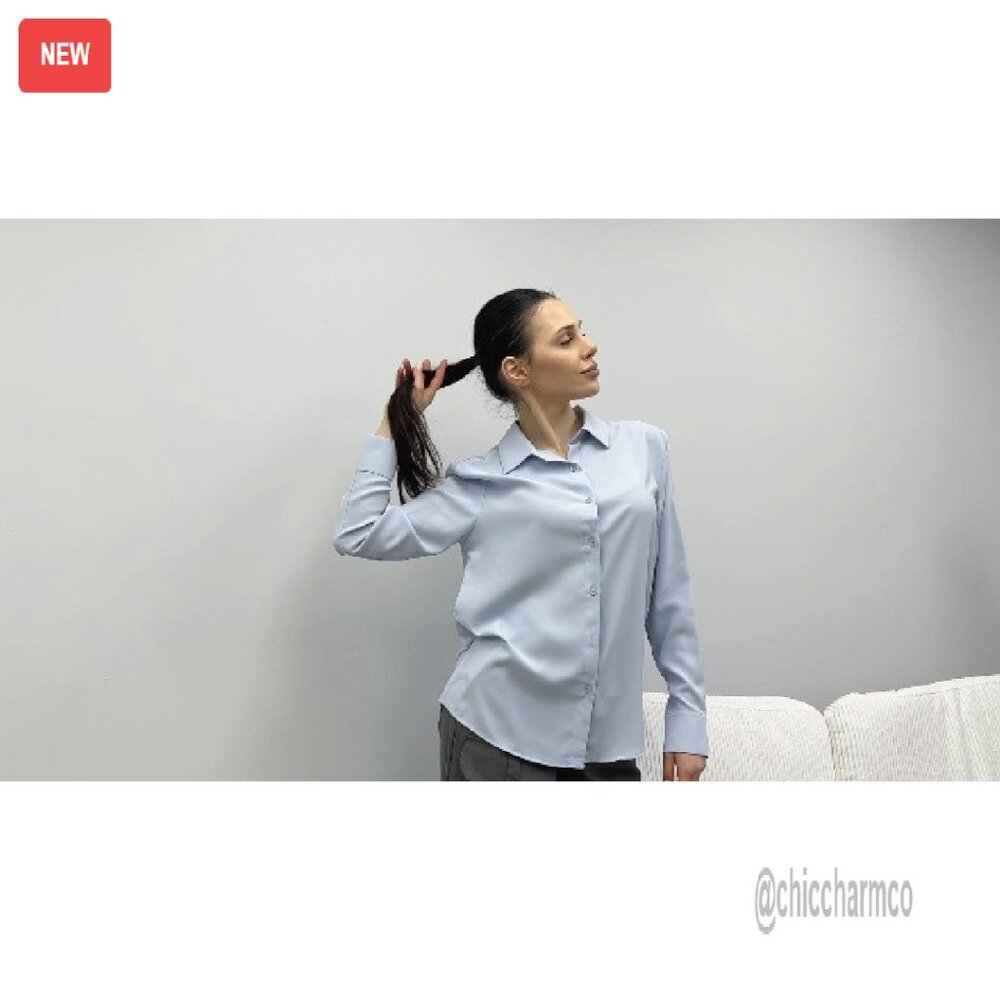 Soft Polyester Chiffon Button Down Blouse Long Sl… - image 7